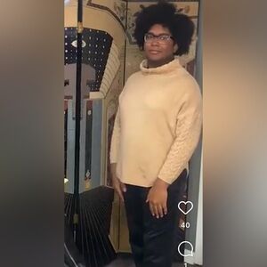 Cream sweater with wide neck